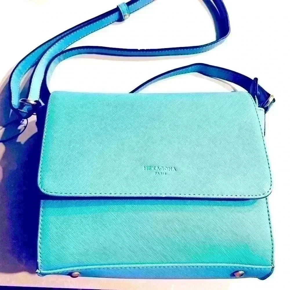HEXAGONA BABY BLUE  CROSSBODY SINGLE TAB SHOULDER BAG